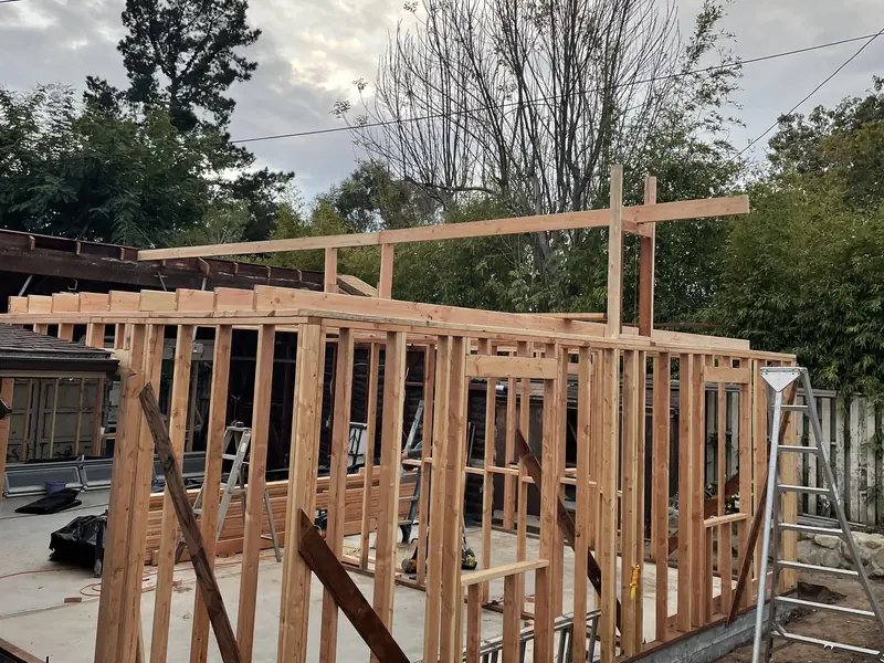 Wood framing for a new addition